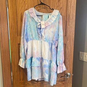 Simply Southern Blue and Pink Tie-Dye Dress XXL NWT